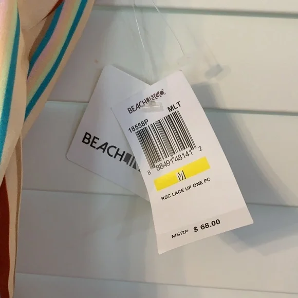 NWT‎ Beach Lingo One Piece Striped Swimsuit Size M - Picture 2 of 5